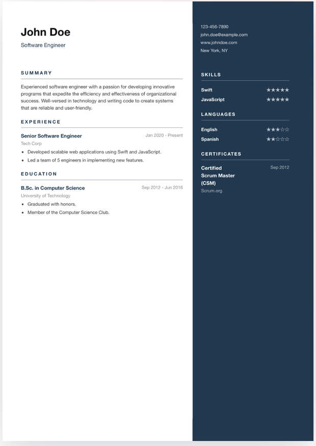 Noir resume template